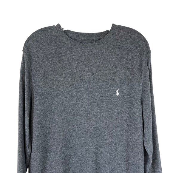 Polo Ralph Lauren Long Sleeve Thermal Shirt Mens Large Gray Waffle Knit - Picture 3 of 6